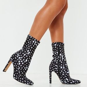 Brand New Never Worn Black Spotted Sock Heels
